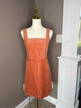 Francesca's Collections Rust Corduroy Square-Neck Mini Dress